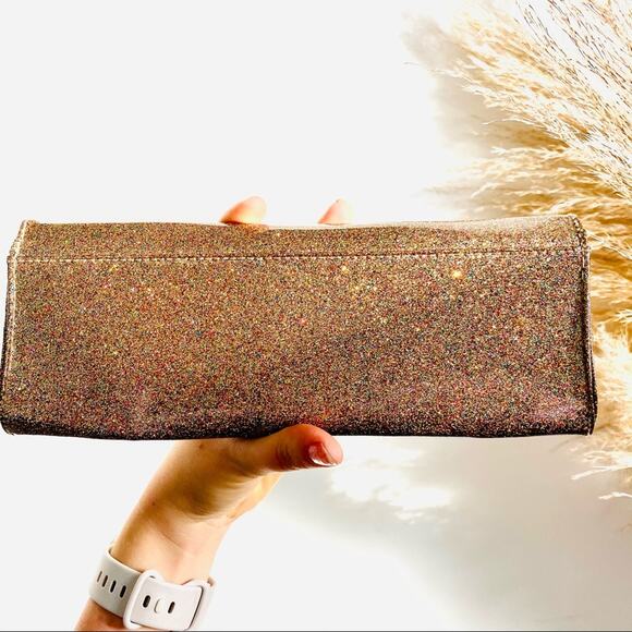 NORDSTROM Gold Multi Glitter Sparklet Clutch Magnet Purse Wallet Envelope - Picture 3 of 7